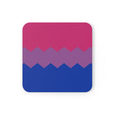 Bisexual Flag Coaster Set: 4 Corkwood Wavey Drink Coasters